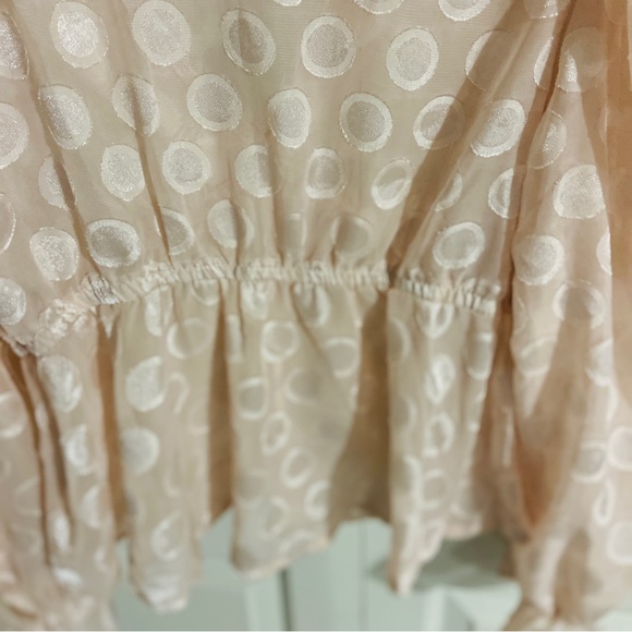 Elegant blouse. Sexy chiffon with puffed sleeves and ruffled V-neck - Pre-Owned - Picture 8 of 11